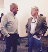 Senator Andy Vidak (left) and James McCann before Small Business of the Year awards ceremony in Sacramento.